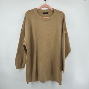 Cottagecore Earthy Neutral Causal Chic Minimalist Stylish Tan Sweater Dress SzL